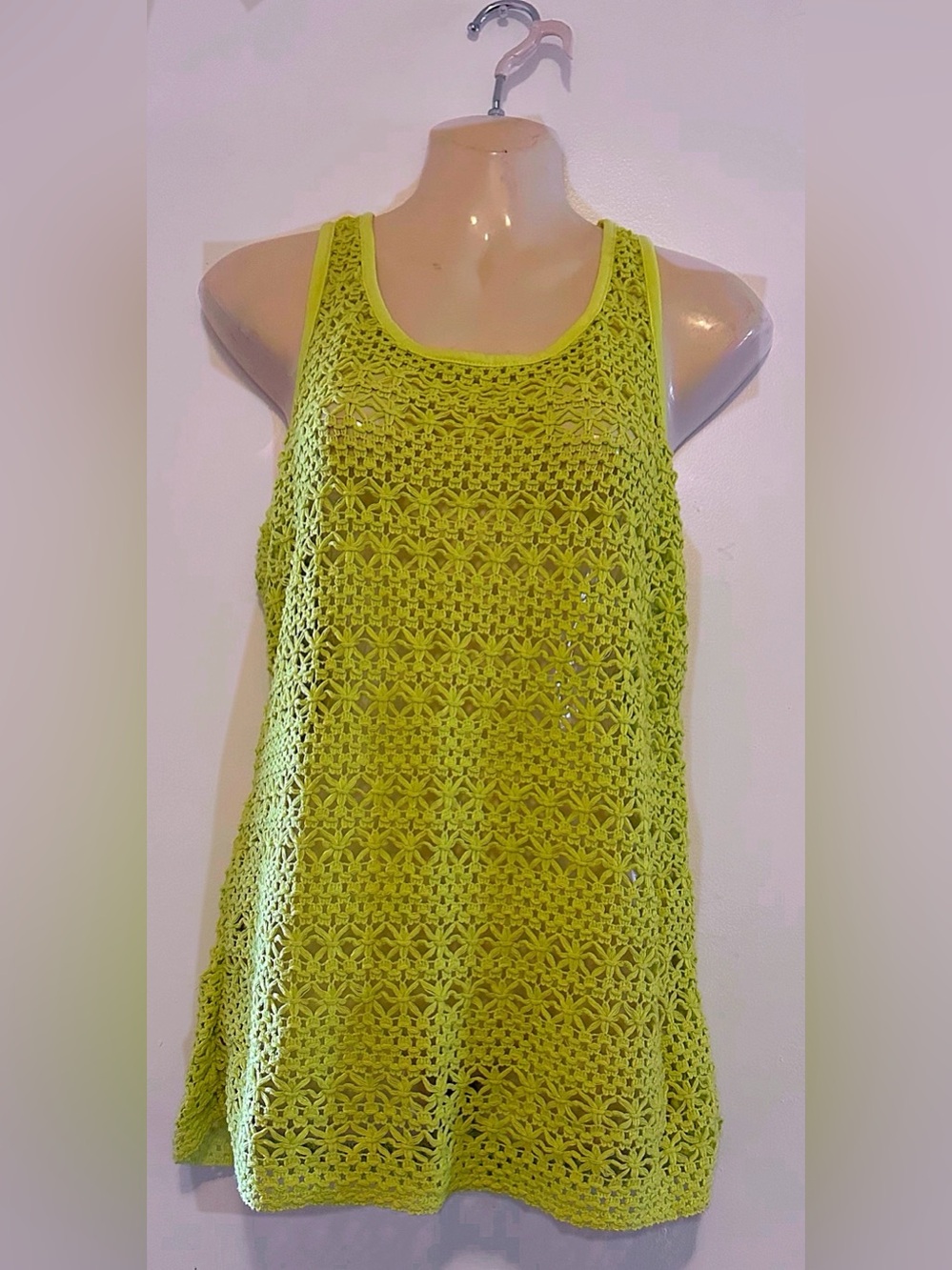 Lime Green Crochet Tank Top - Women